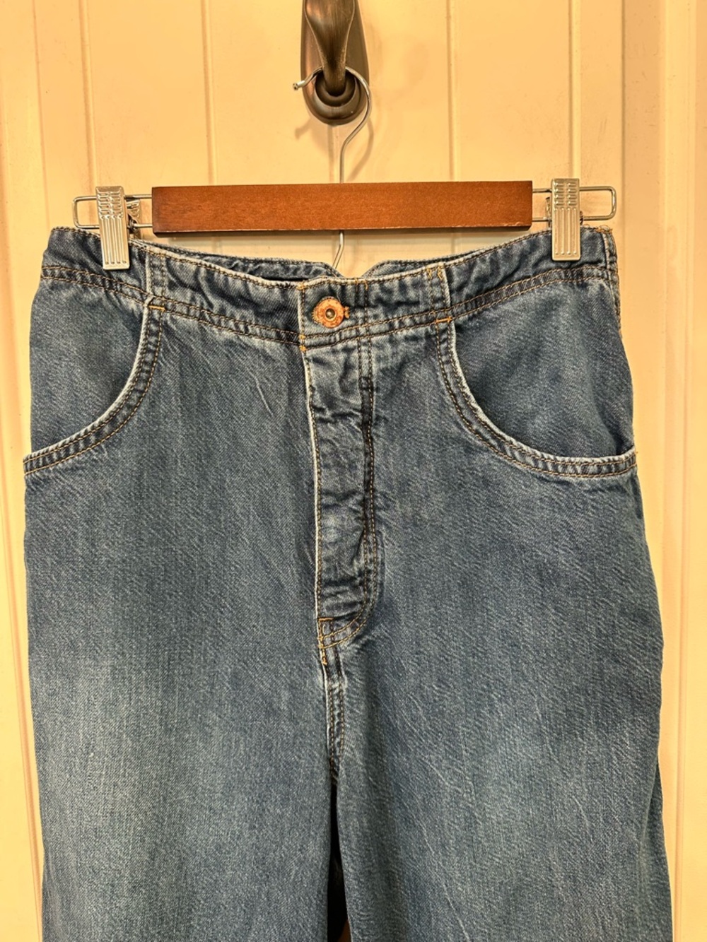 Pilcro The Uppercase A Wide Leg Denim Pants 30 Boho Chic Indie Retro Vibe - Picture 2 of 7